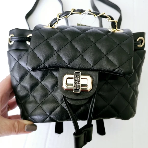 Badgley Mischka Black Micro Mini Quilted Backpack NWT Badgley Mischka Mini Bags & Handbags for Women for sale | eBay main image 4